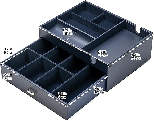 Miniatura 10 de ProCase Bandeja organizadora de escritorio de piel sintética de doble capa con 2 niveles de piel sintética, caja de almacenamiento de oficina,