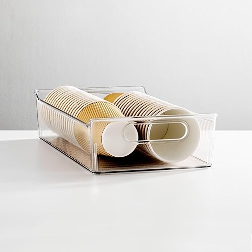 Miniatura 7 de mDesign Contenedores de almacenamiento de plástico para cocina o despensa con asas, organización en gabinete, refrigerador o congelador, contenedor