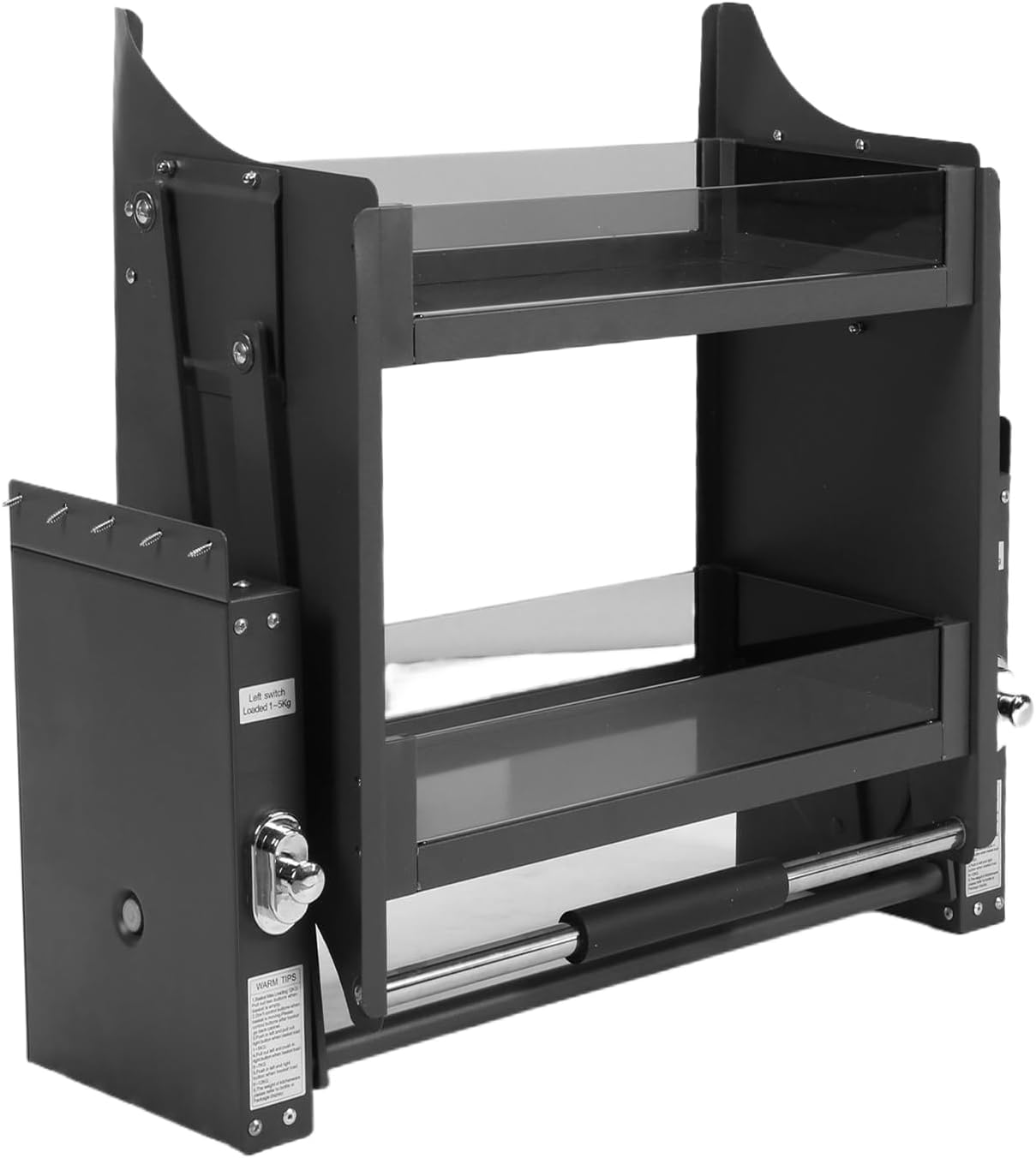2-Tier Pull-Down Shelf, Heavy Duty Shelf Organizer for Kitchen Upper Cabinet, Wall Mounted Drop Down Sliding Shelves Lift Space 15kg for Kitchen, Bars (Fits 22 Inch Wide Cabinets, Black)