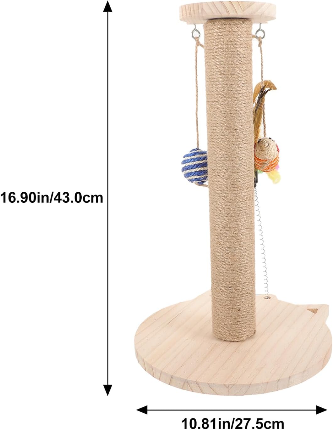 VICASKY Cat Scratching Post Sisal and Solid Wood Sturdy Standing Kitten Scratch with Teaser for Indoor Cats Pet Scratch Pole Furniture Random Color