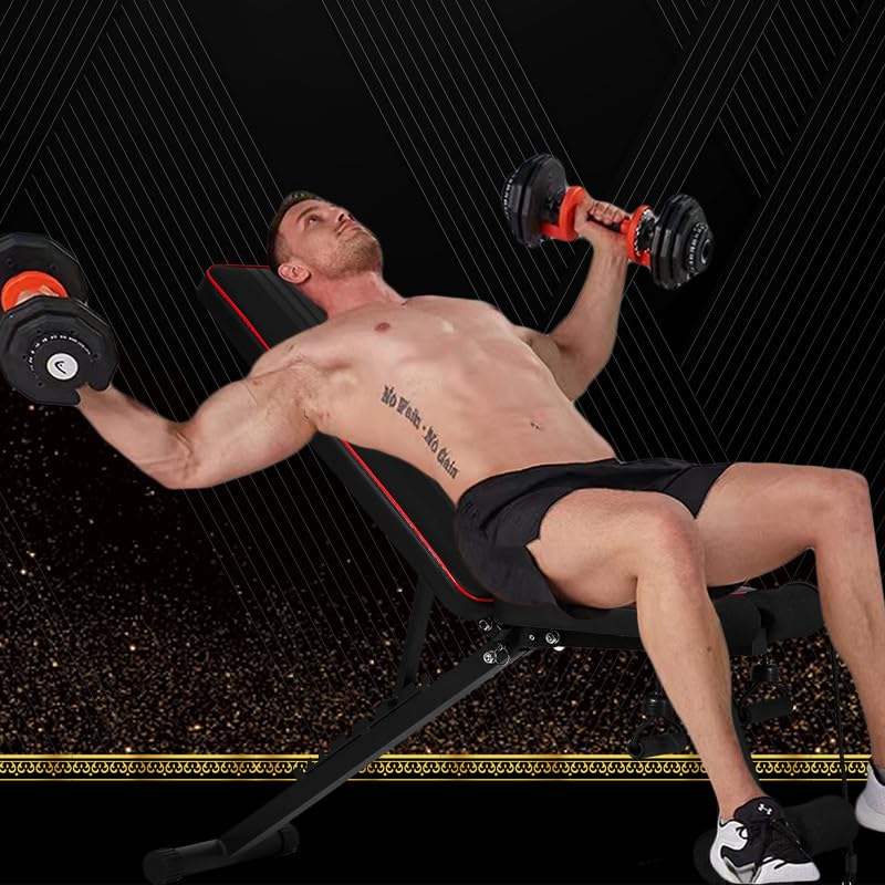 Adjustable Weight Bench with Resistance Band Foldable Strength Training Utility Benches Workout Bench Flat Incline Decline Bench Press for Home Gym Dumbbell Exercise - Image 5
