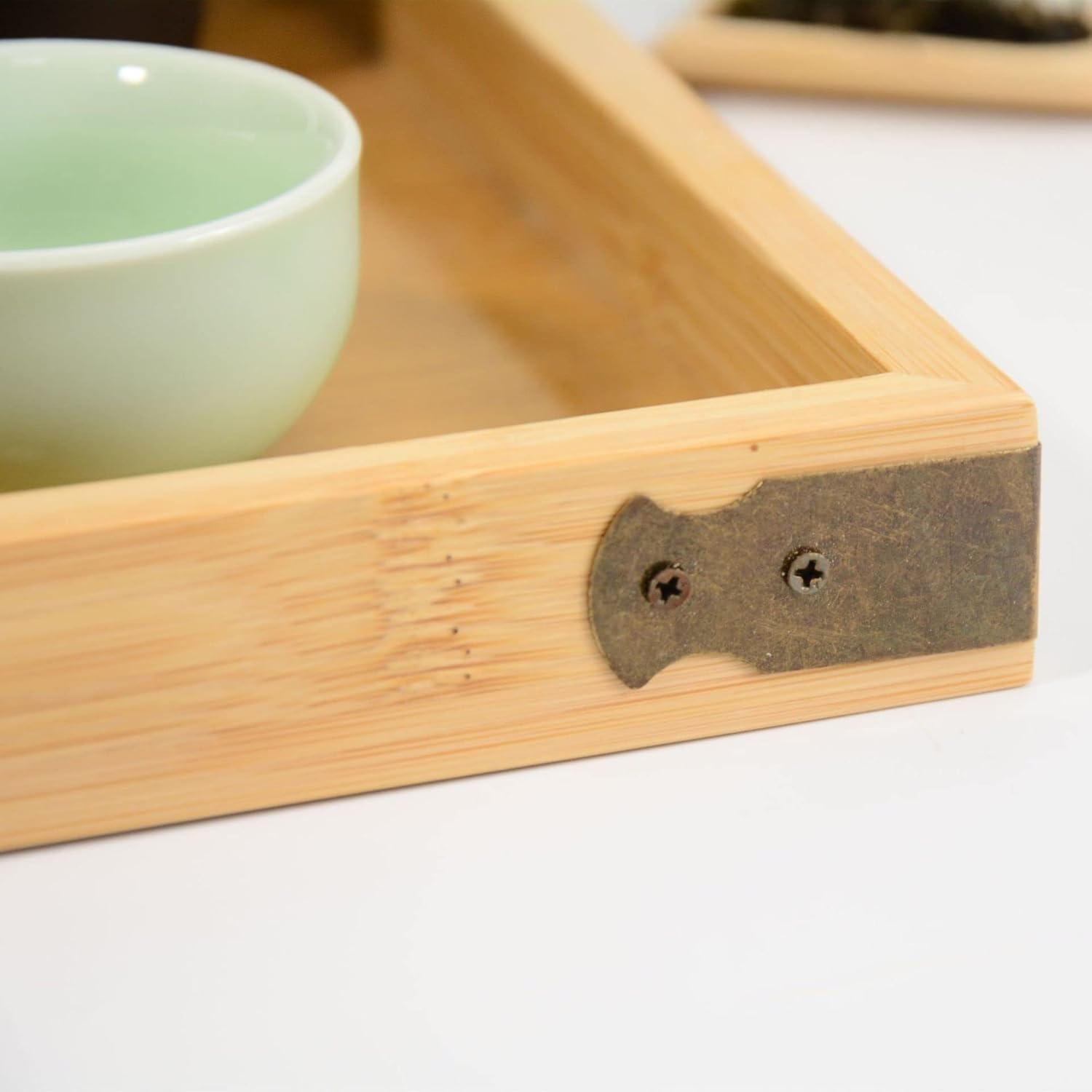 Chinese Style Household Tray Tea Tray Dim Sum Wood Tray Rectangular Wooden Saucer Fruit Plate Tableware (D Rectangular)
