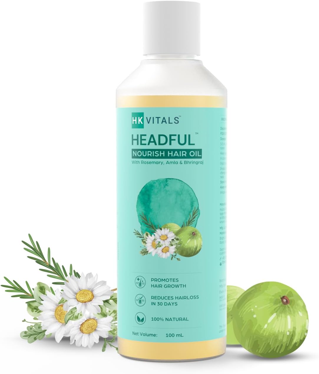 hk vitals Headful Nourish Hair Oil with Rosemary, Amla, Bhringraj (100ml) | For Hair Growth & Hair Fall Control