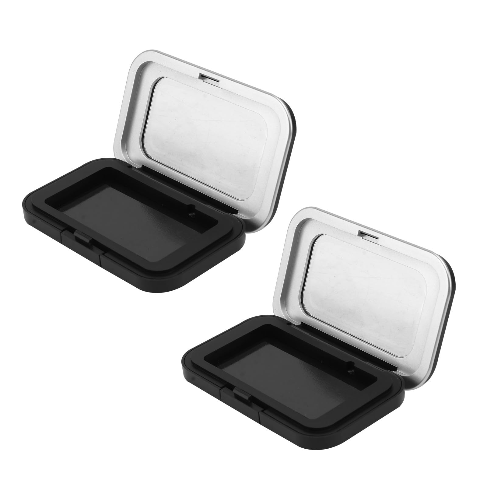 2 Stück Magnetische Lidschattenbehälter aus Kunststoff Schwarz | Leere Organizer für Make Up, Reiseetui mit Deckel, für Display und Aufbewahrung