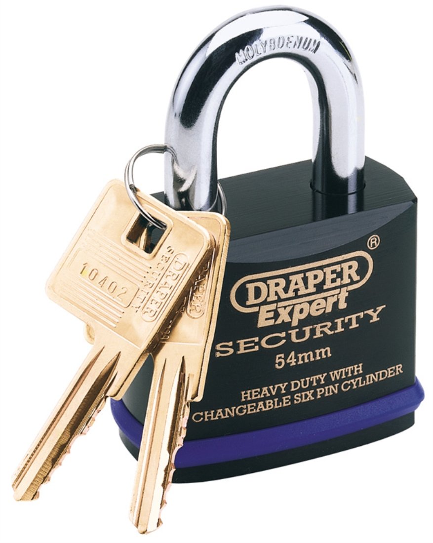 Draper Expert - Lucchetto a elevata resistenza + 2 chiavi con arco in acciaio al molibdeno, super resistente 70 mm