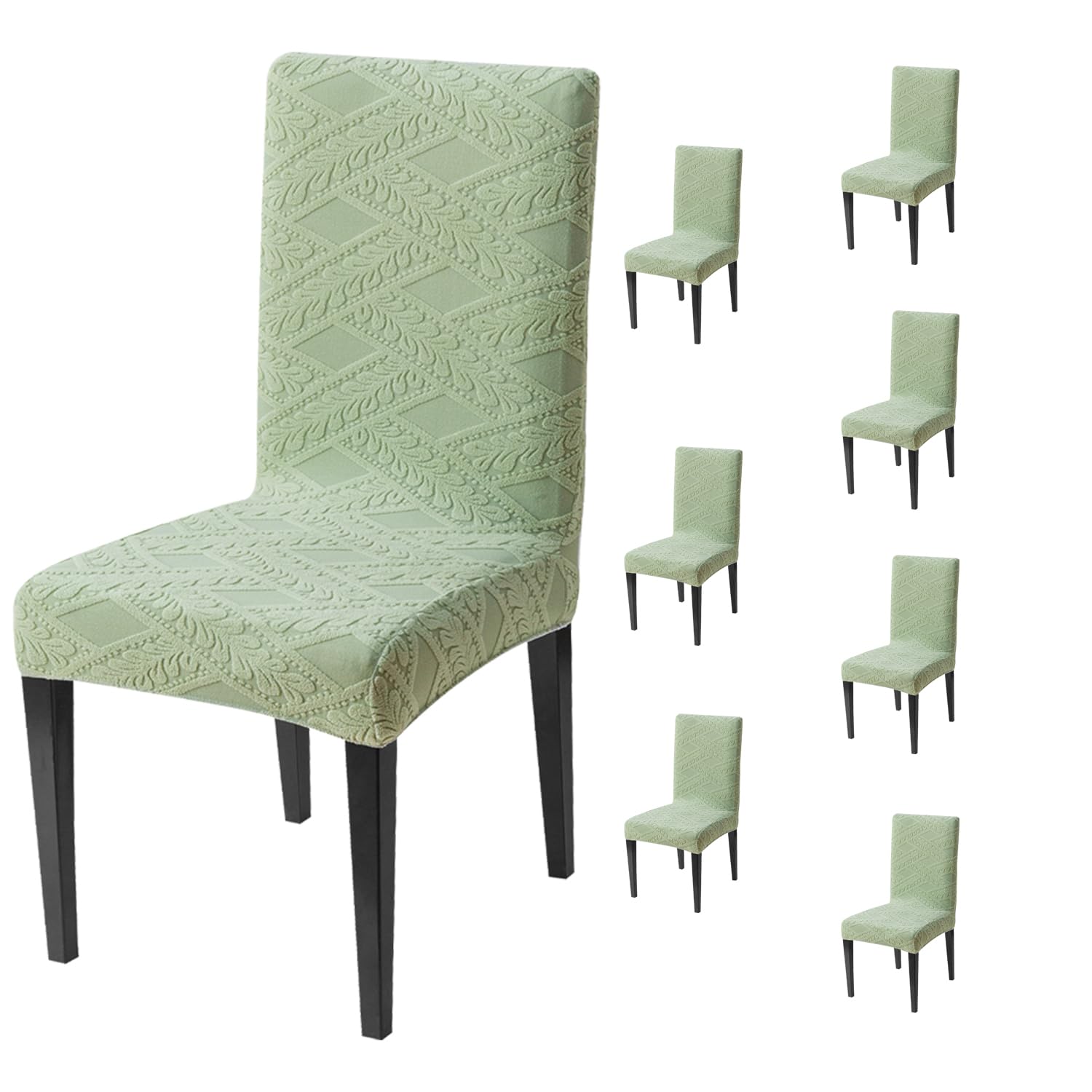 Stretchable Chair Covers - Green Jacquard Dining Covers -10