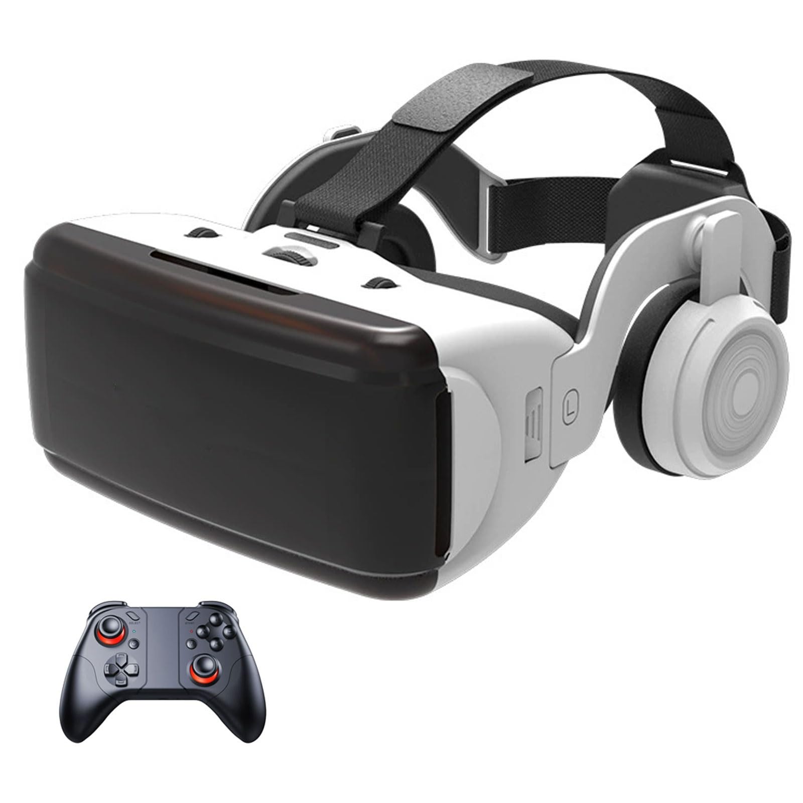 Gafas VR, Gafas de Virtual Reality 3D, VR Gafas con Controlador Bluetooth, Compatibles con Dispositivos Android y iPhone 4,7-7,2 Pulgadas, para niños y Adultos(C)
