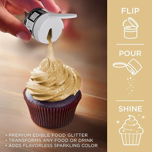 Miniatura 3 de Bakell - Brillantina 100% comestible, Tinker Dust, 5 g, color oro, vegano, certificado Kosher, para pasteles, cupcakes, paletas, bebidas y postres
