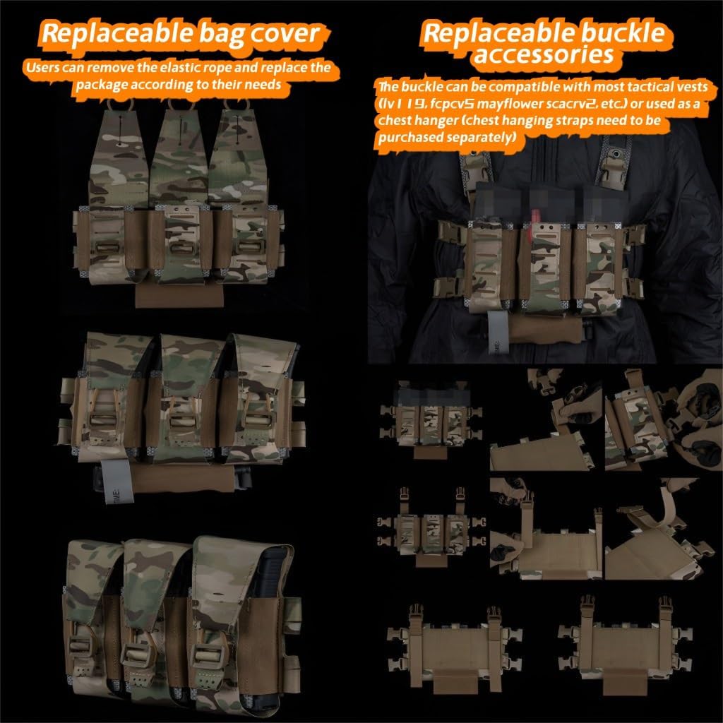 Triple Multi-Functional 5.56 Tactical Gear Expansion Pouch - Nylon, 24 * 18cm, 0.275kg For Team Activities, Tactical Games