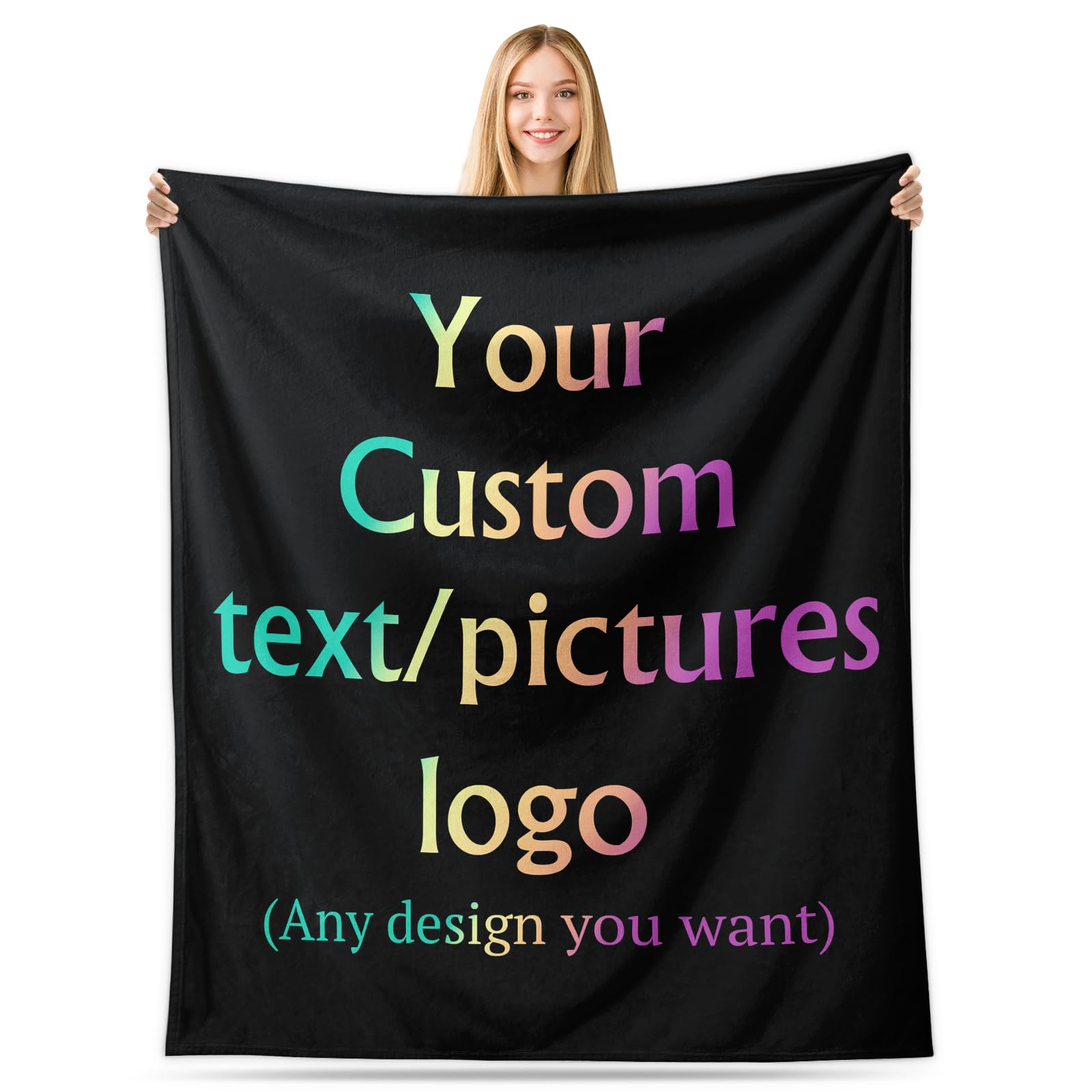 Custom Blanket with Your Design Text Logo Picture, Personalized Logo Blanket Bulk, Fully Customizable Flannel Throw Blankets for Business Team Company Employee Appreciation Bulk Gifts (1, 30
