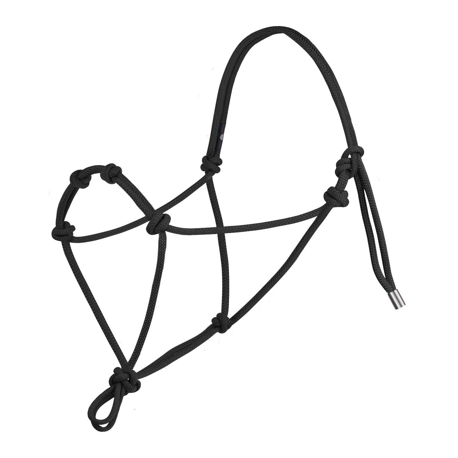 Harrison Howard Cabestro de entrenamiento de cuerda de caballo súper resistente con 4 nudos de 1/4 pulgadas, cordón cabestro rígido, color negro