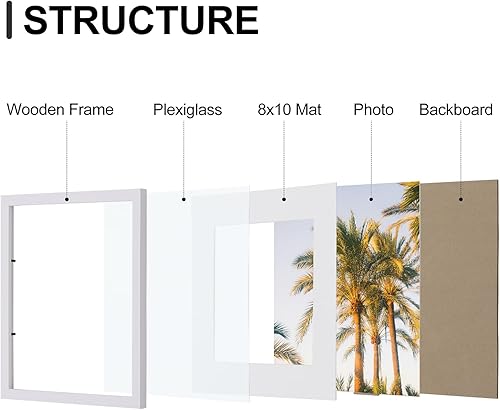 Vista 620 de Vittanly - Juego de 9 portarretratos, plexiglás resistente a rupturas, exhibe fotos de 12 x 12 pulgadas o, con paspartú, de 8 x 8 pulgadas, marcos