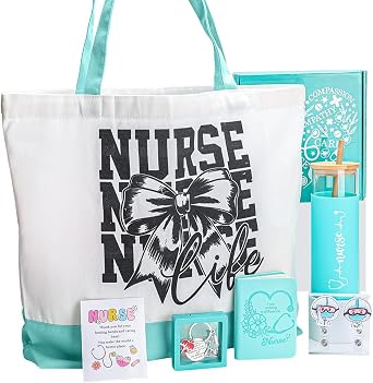 Elysirise Nurse Appreciation Gifts for Women,Nurses Week Graduation Gift, Nurses Gift Box for Women, Canvas Beach Bag Keychain