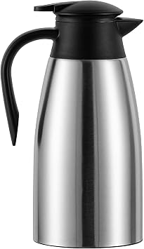 68Oz Thermal Coffee Carafe, Insulated Stainless Steel Double Walled Vacuum Flask, Coffee Dispenser for Keeping Beverages Tea Water Hot for 12 Hours /24 Hours Cold, Silver