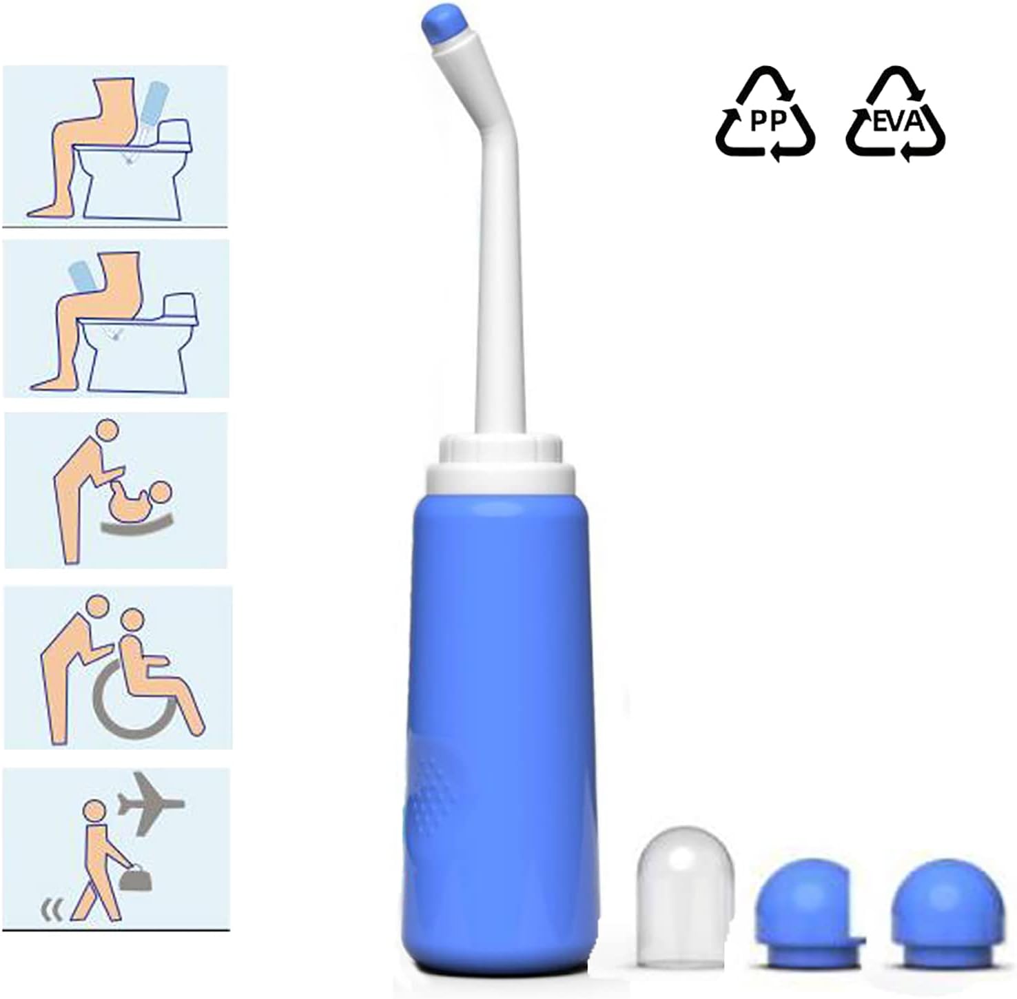 Portable Bidet for Toilet, Bidet Attachment,Handheld Personal Travel Bidet Parts 500ml Extra Long Pointed Nozzle Spray for Childbirth, Personal Hygiene, Outdoor, Camping