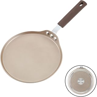 CHEFMADE Crepe Pan mit Bamboo Spreader, 8-zoll Nicht-stick Pfannkuchen Pan mit Isolierenden Silikon Griff für Gas, Induktion, Elektroherd (Champagne Gold)