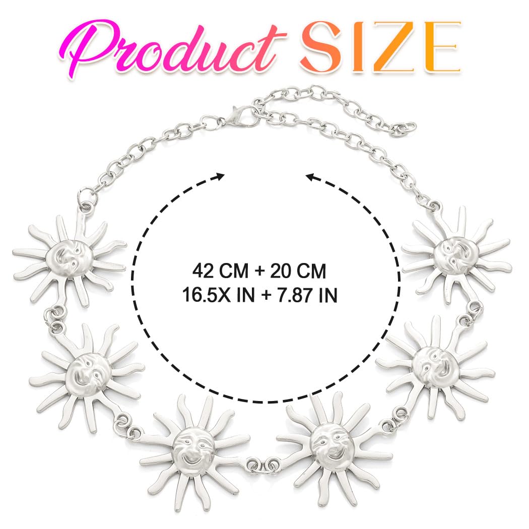 Gortin Boho Head Chain Jewelry Gold Headpiece Sun Greek Goddess Headband Festival Cosplay Hair Accessories for Women (Silver) image 4