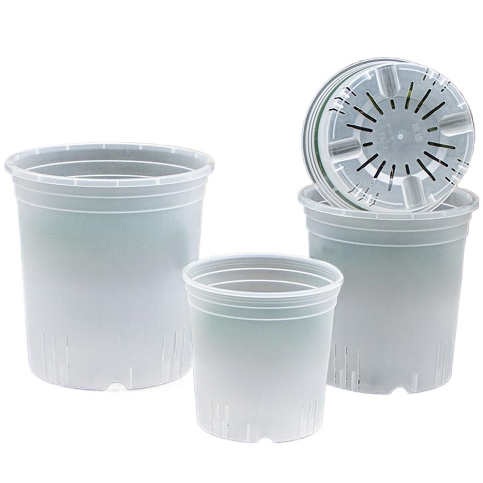 RUWLFE 5pcs Transparent Flowerpot With Holes Plastic Orchid Pot Slotted Pots Saucers Breathable Flower Plant For Garden Nursery for Succulents, Houseplants(16x16cm)