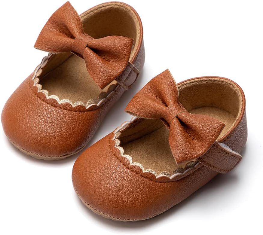 Infant Baby Girls Mary Jane Flats Non Slip Soft Sole Prewalker Princess Wedding Dress Shoes