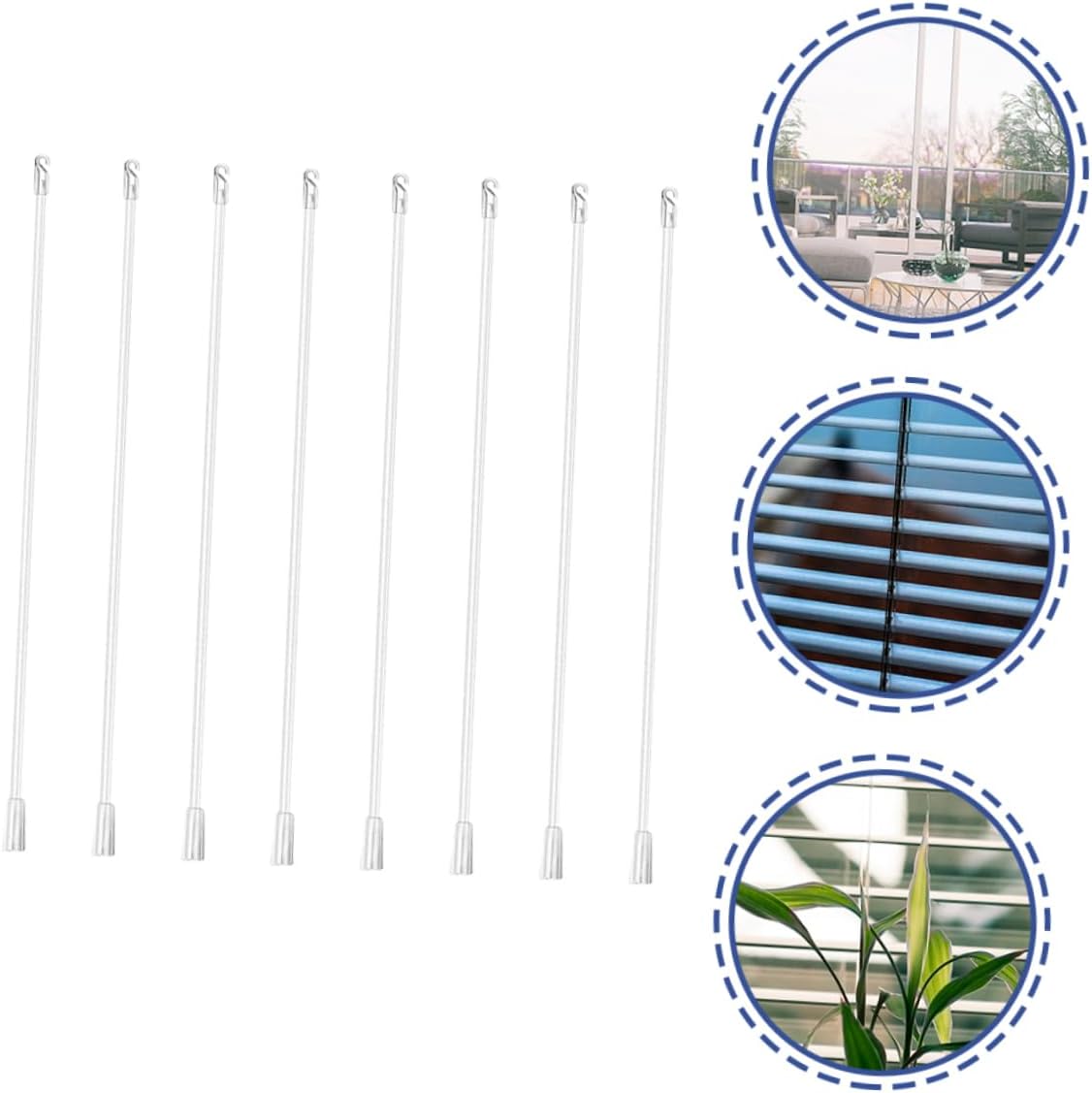 PRETYZOOM 8pcs Transparent Vertical Blinds Replacement Rods with Hook Blind Wand for Window Shutters Easy Install Tilt and Open Control