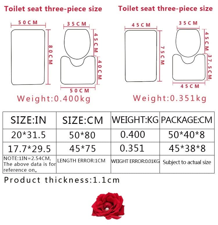 ETGUN Badgarnitur Badematten Set Dreiteilige Badezimmer-Antirutsch-Bodenmatte, Badezimmer-Bodenmatte, absorbierendes… – Bild 4