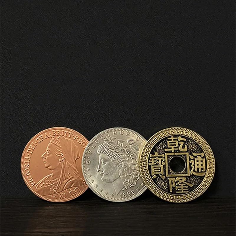 MOMOMAGE Ultimate CSB 2.0 Magic Tricks Copper Silver Brass Transposition Close up Illusions Mentalism Coin Appear Vanish Transform Magic