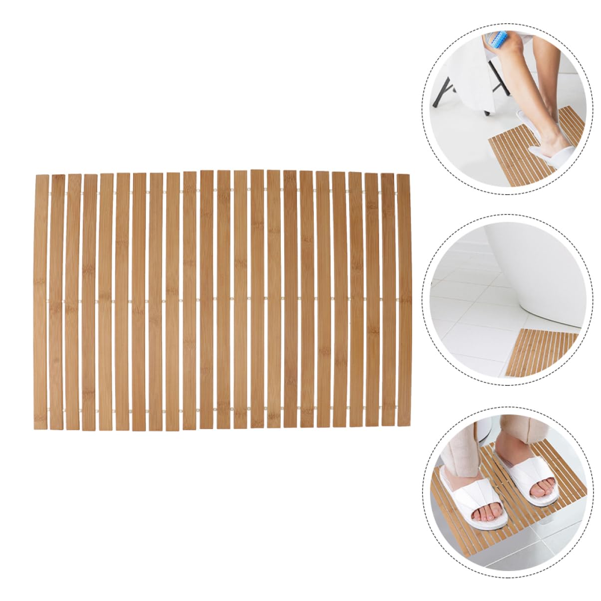 PRETYZOOM Alfombrilla de Baño Antideslizante de Bambú Natural, Estera Elegante sin Necesidad de Montaje para Dormitorio y Oficina, Resistente y Absorbente