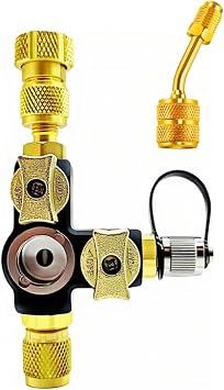VC2G Professional HVAC Valve Core Removal Tool with 5/16 Adapter, 1/4 Inch Dual Valve with Sight Glass, Vacuum-Rated 20 Microns, A2L Compatible