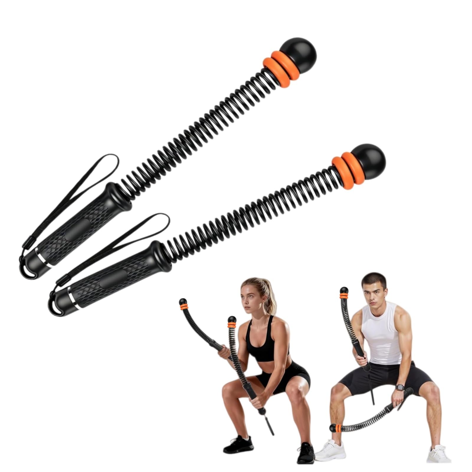 Ryfpdml 2Pcs Ropeless Battle Rope, Adjustable Resistance Ropeless Battle Ropes for Exercises Portable Quiet Cordless Training Rope Fitness Equipment for Home Gym Strength (B)
