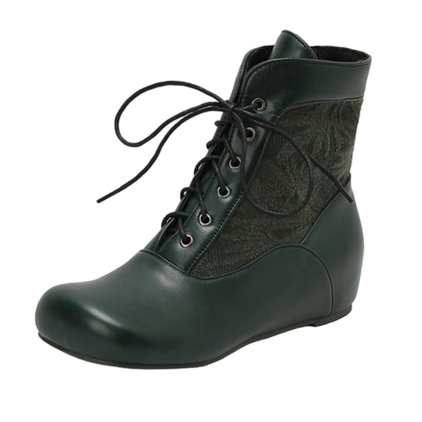 Flat Boots for Women Solid Color Casual Slip On Lace Up Shoes Fall Fashion Booties Comfort Ankle Boots