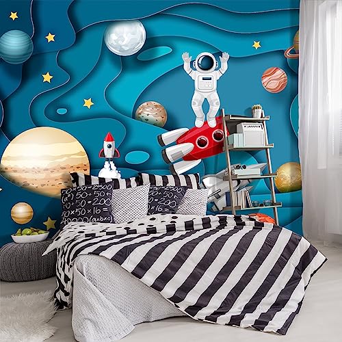 YIHWM -Kindergarten Children Galactic Planet Fabric Wallpaper Living Room Bedroom