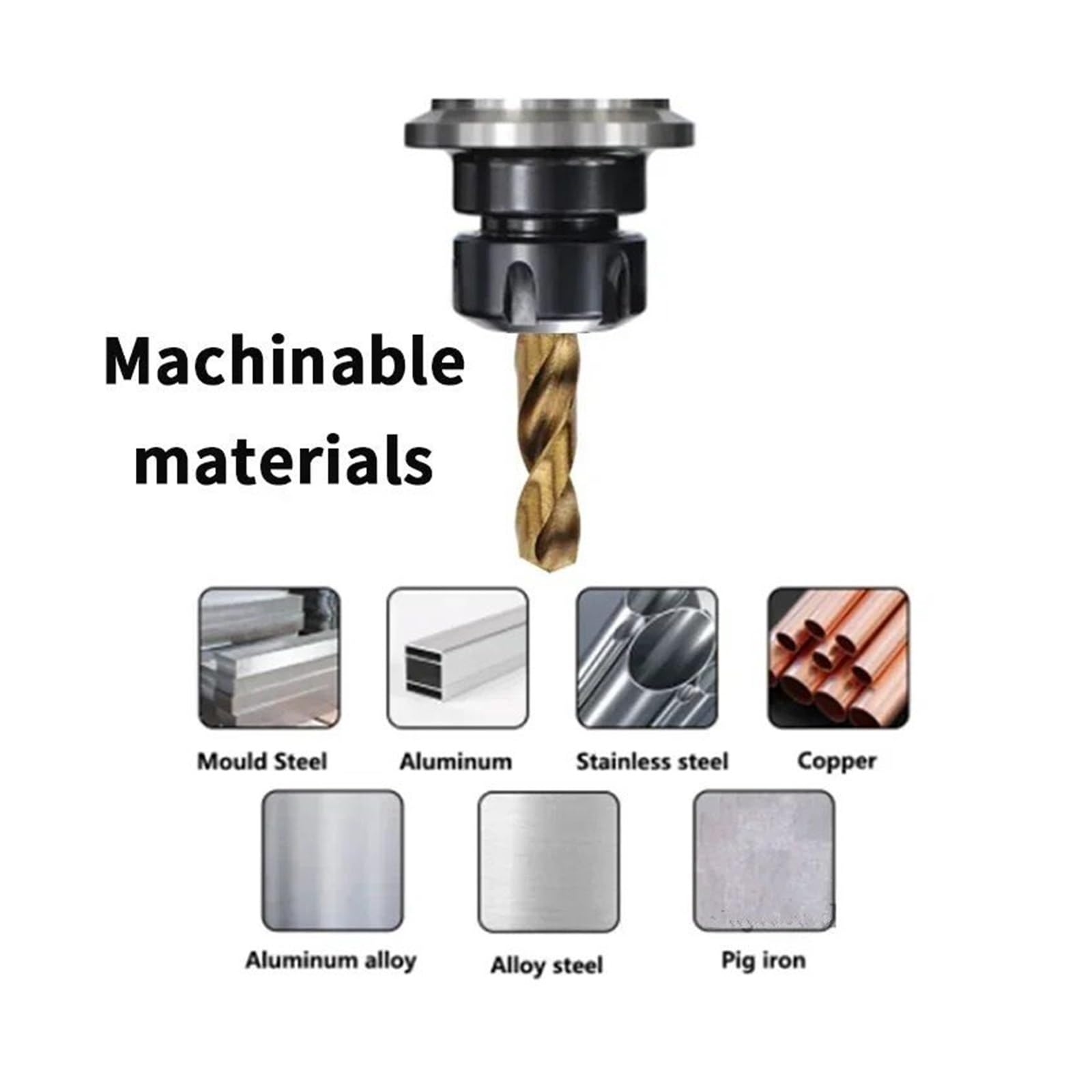 Juego de brocas de acero de alta velocidad con cobalto M35, brocas helicoidales resistentes de 5 piezas, adecuadas para perforación de metal, acero inoxidable y metal duro(13.2mm)