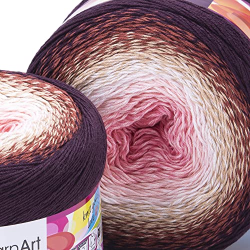 Image of YarnArt Cotton Acrylic Blend - 55% Cotton, 45% Acrylic, 250gr, 1094yds Multicolor Rainbow Crochet Yarn - Fine Sport Yarn - Skein (319)