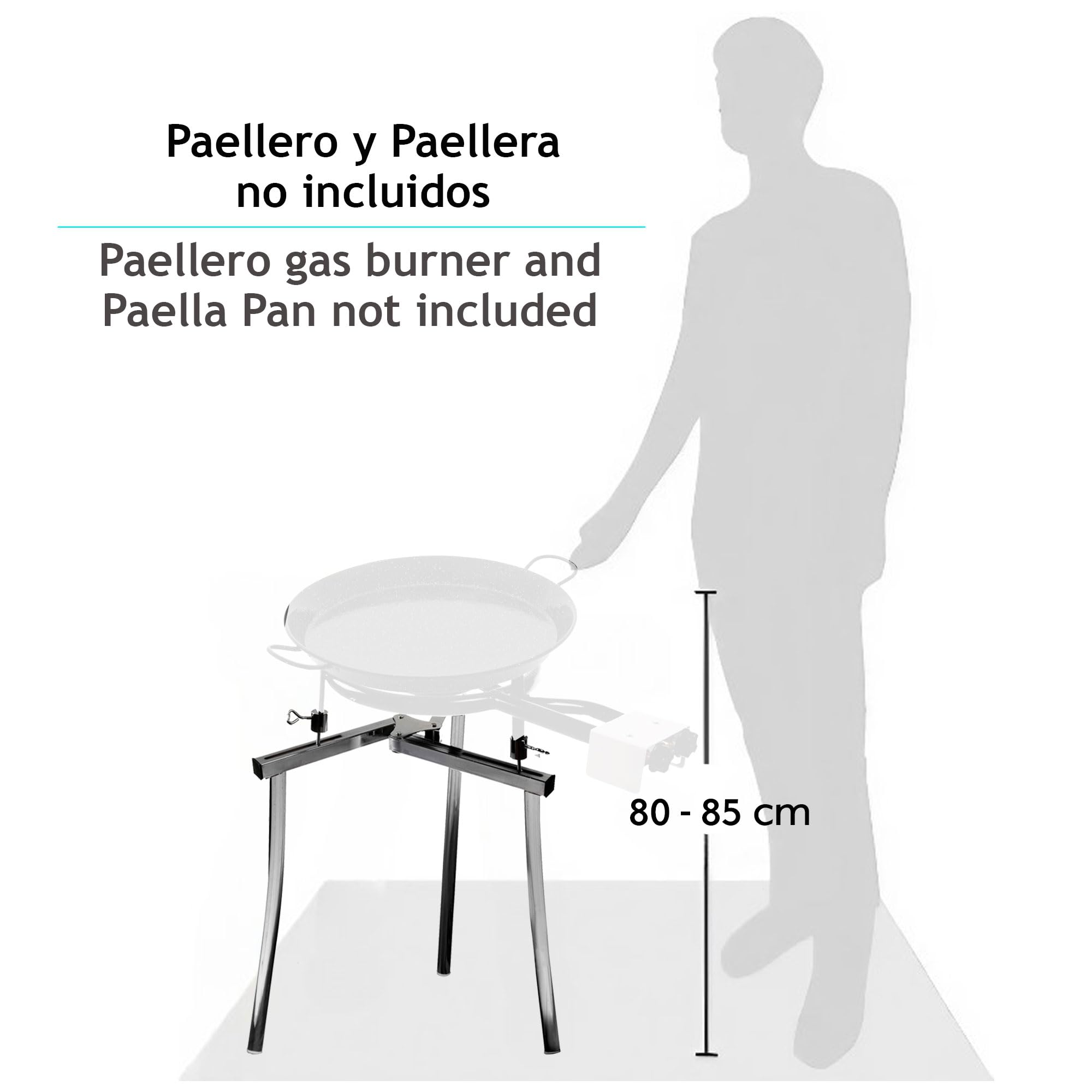 briebe Trípode para Paellero de Gas Regulable, 3 Patas, Soporte Robusto y Estable, Adecuado para Paelleros de 35 a 70 cm, Base Sólida de Aluminio, Cómoda, Portátil, Aguanta hasta 40 Kg, Tripod L5