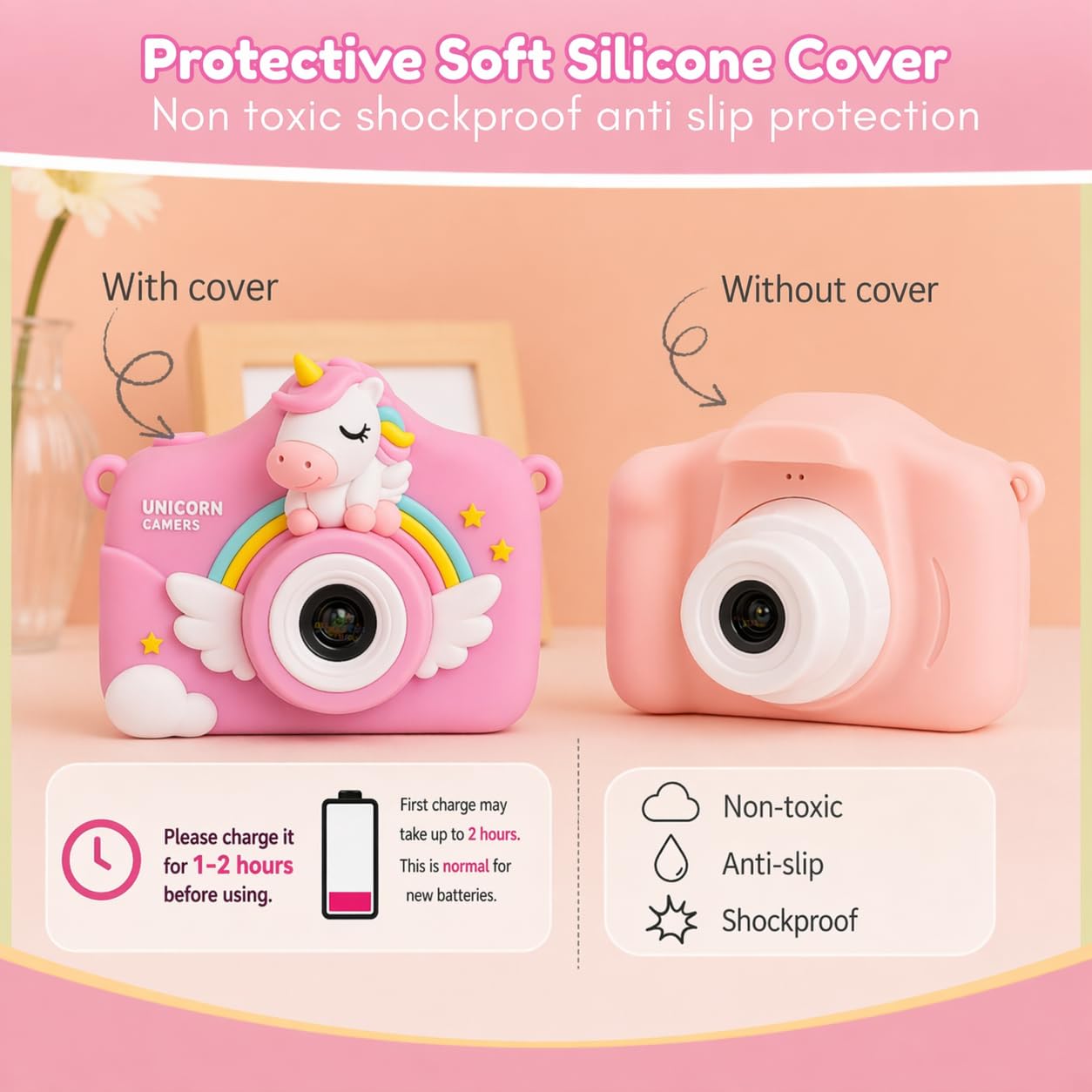 Toy Imagine Kids Digital Camera 4.8 MP Photos & 1080p Video 2" Screen, USB Rechargeable & Portable Fun Mini Toy Camera for Boys & Girls Age 3โ10 Educational Birthday Gift (Unicorn)SD Card Not Included 4