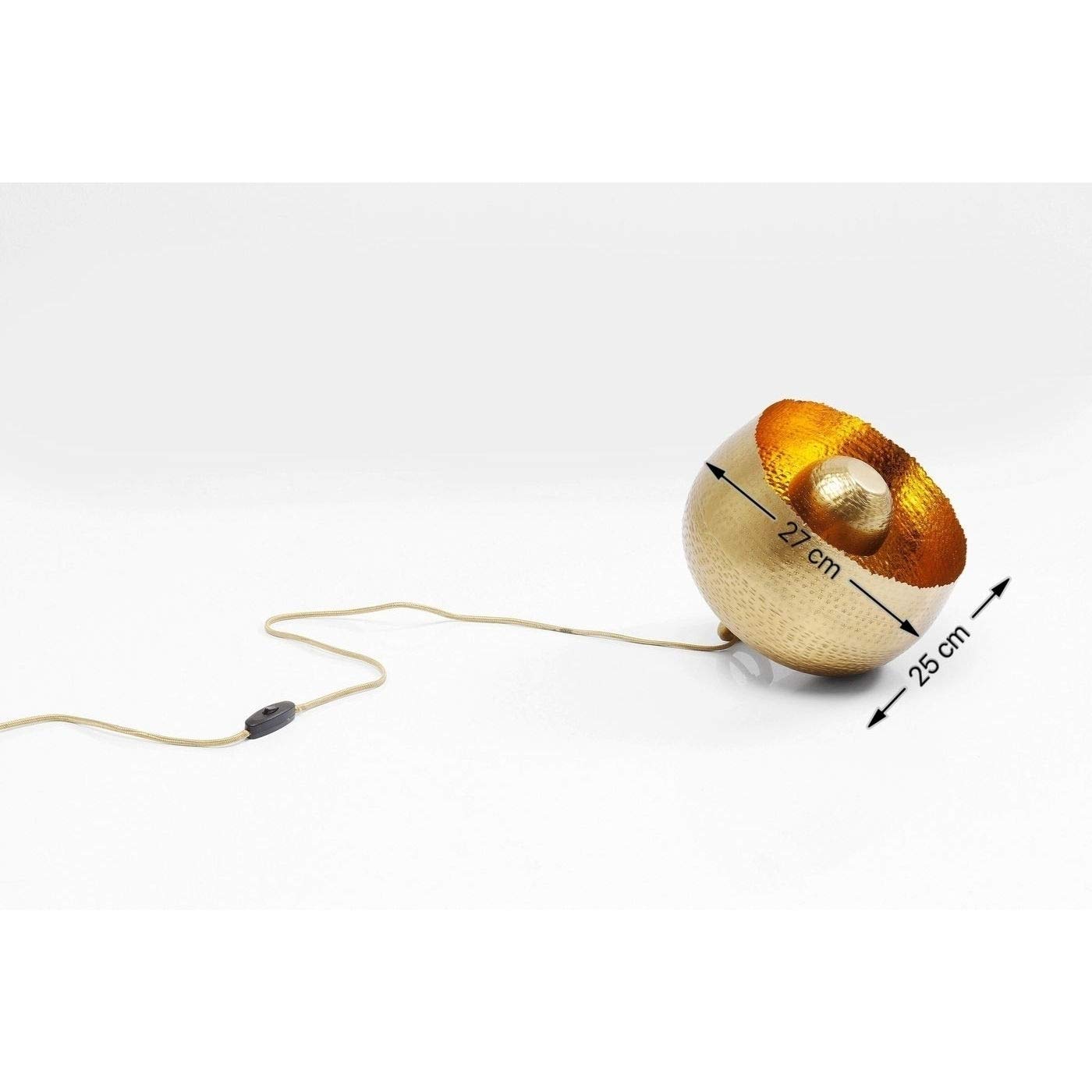 Kare Design Lampada Da Pavimento Apollon, Oro, Ø28Cm, Piantana Color Oro Opaco, Lunghezza Filo 200Cm, Superficie Martellata, Lampadina Non Inclusa