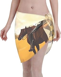 Western Cowboy Ranch for Quick Drying Women's Swimsuit Cover Ups, Breathable Bikini Wrap, Beach Dress for Vacation Black