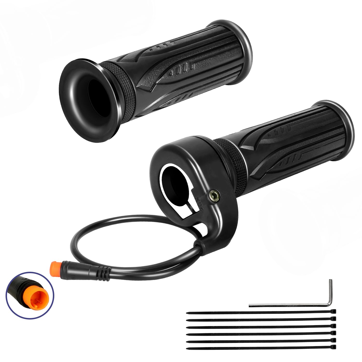 Universal 3 Pin Ebike Throttle Full Twist Compatible with Electric Bike Scooter Bicycle Motorcycle 12V 36V 48V 72V, 20X E Bike Throttle Grip Kit Replacement for Folding Mountain Bike Male-image-34