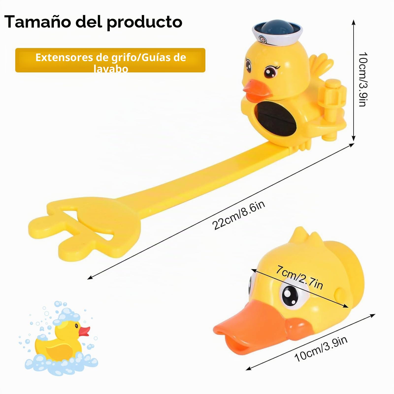 Extensor Grifo Lavabo para Niños 1 pieza extensor de grifo de dibujos animados Alargador Grifo Diseño en Forma de Pato Ajustable más Conveniente para que los Niños Pequeños se Laven las Manos