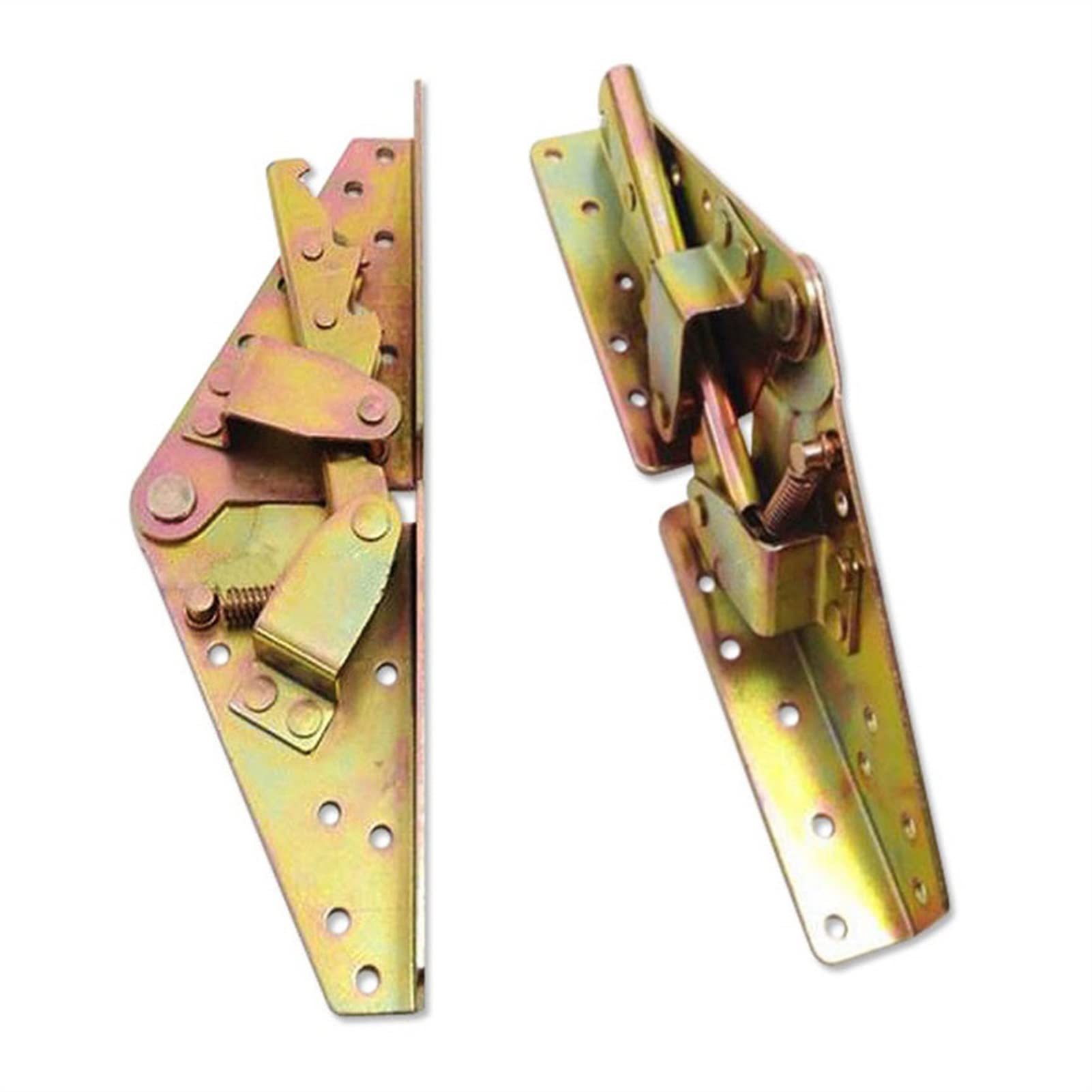 2Pcs Folding Bed Lifting Hinge, 3-Position Angle Mechanism, Lazy Sofa Support, Self-Locking Hinge, Furniture Hardware(Gold)
