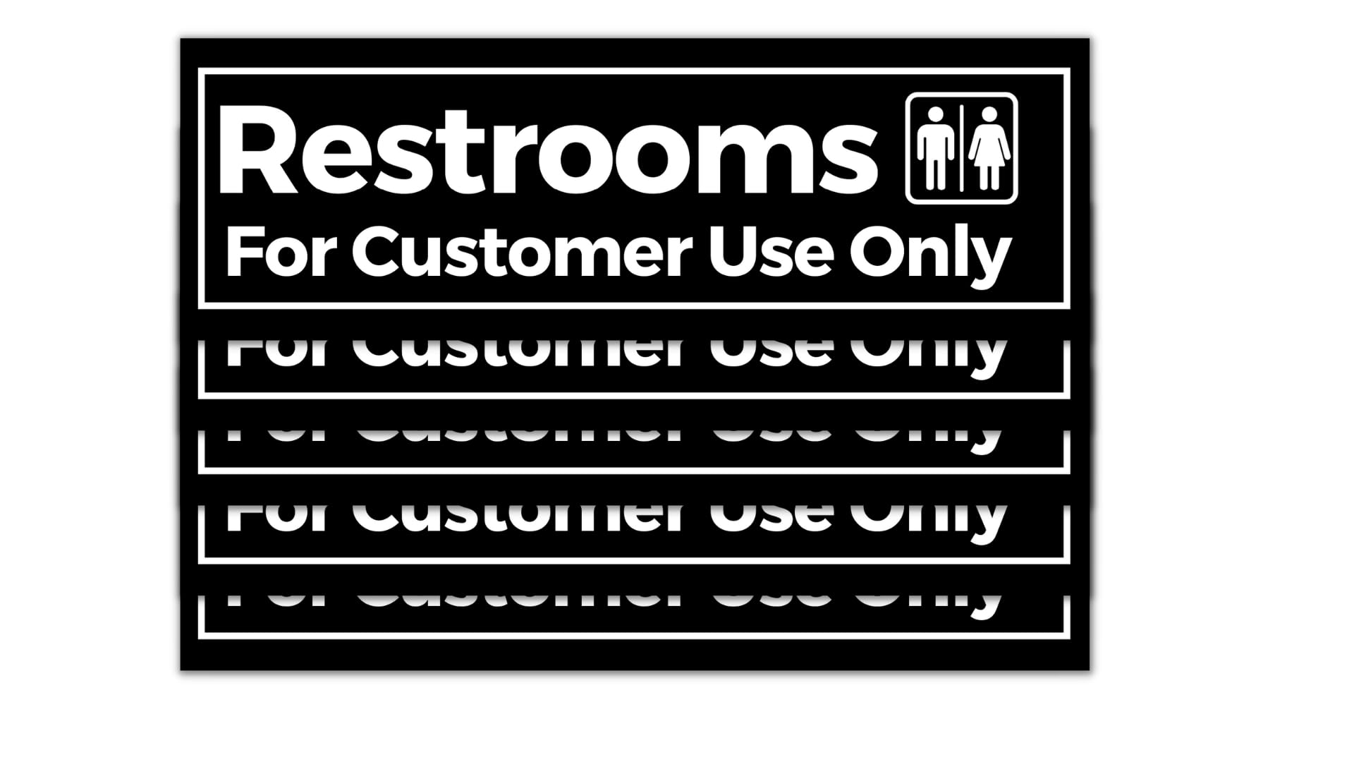 Restrooms for Customer Use Only Set of 5, 8.75 x 2.75 in Restrooms for Customers Vinyl Labels for Stores, Restaurants, Businesses, Premium Self