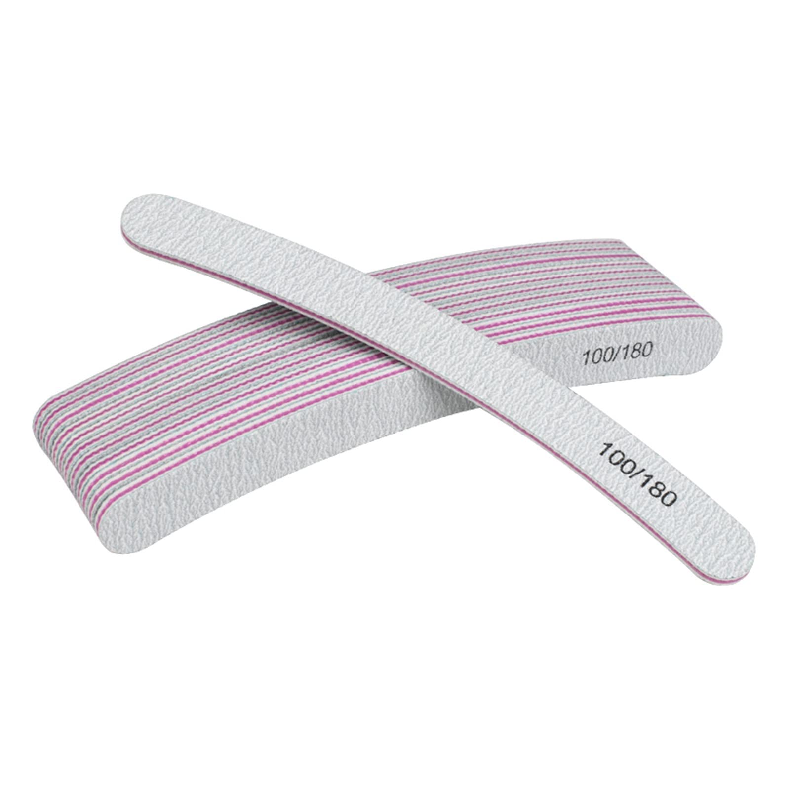TRUSTTWO 100 pz/Lotto Carta Vetrata Lima for Unghie Acylic Lucidatrice Manicure File 100/180 Professionale Curvo Buffer Grigio Banana Lime for Unghie The New