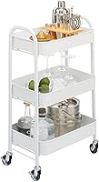 Vista 1 de mDesign Carritos de almacenamiento de metal con ruedas de 3 niveles, carrito organizador para baño, cocina, lavandería, oficina y habitaciones