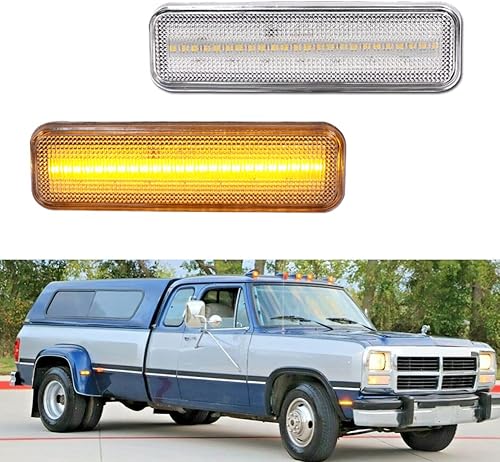 Miniatura 1 de Compatible con cargador Dogde RAM 1971-1993 D100 D150 D250 D350 Plymouth Pickup Truck parachoques delantero luces de marcador laterales lente
