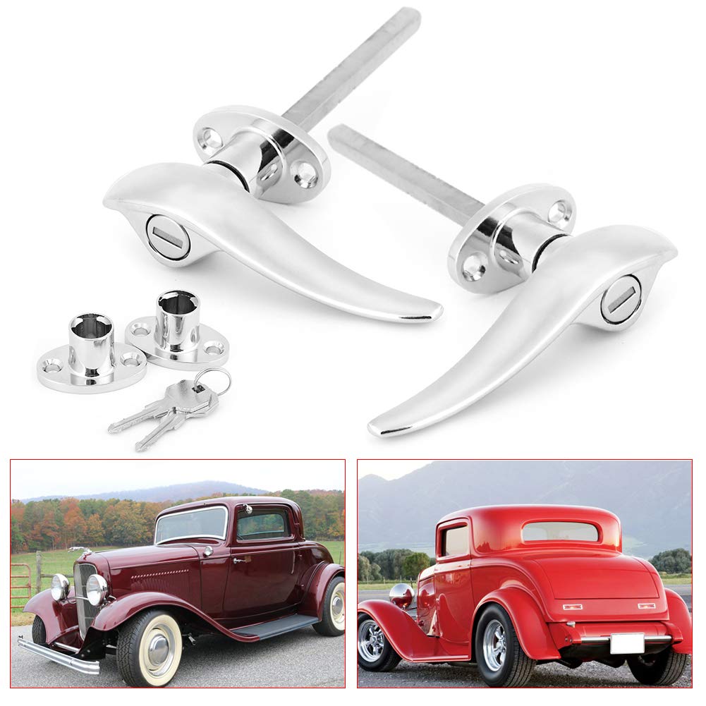 Qiilu Poignée de porte extérieure de voiture, poignées de porte de verrouillage extérieur de voiture en acier inoxydable pour 3 fenêtres coupé 1932-1934