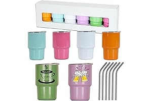 Mini 3oz Shot Glass Tumblers with Lids and Straws