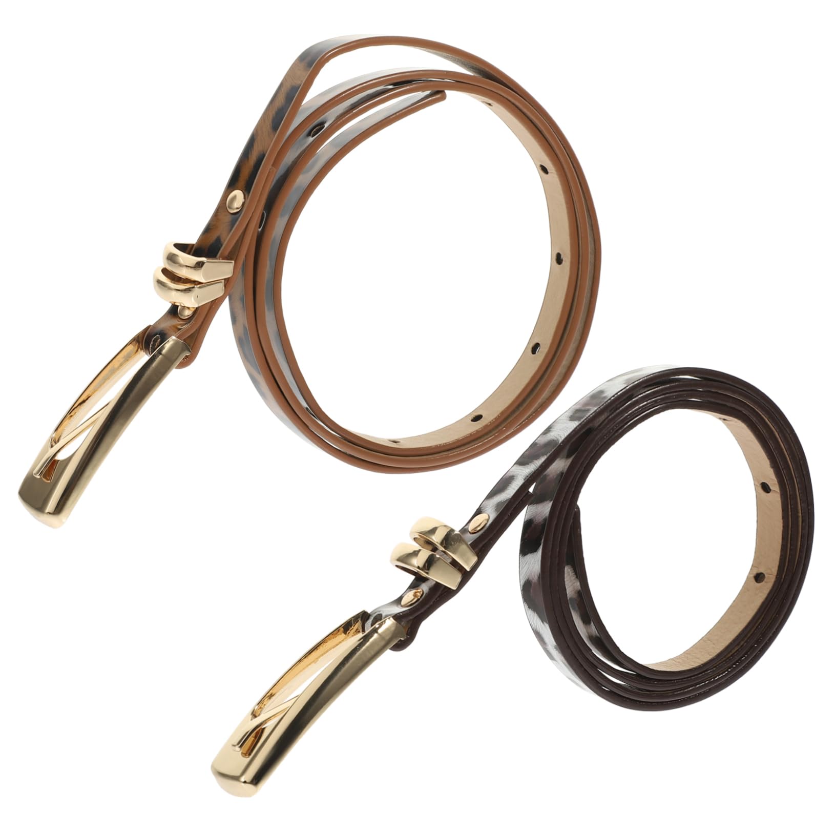 10piezas Cinturón De Mujer Ajustable De Imitación De Cuero Hebilla De Accesorio Chic Para Pantalones y Vestidos Diseño Práctico y Elegante Estampado De Leopardo