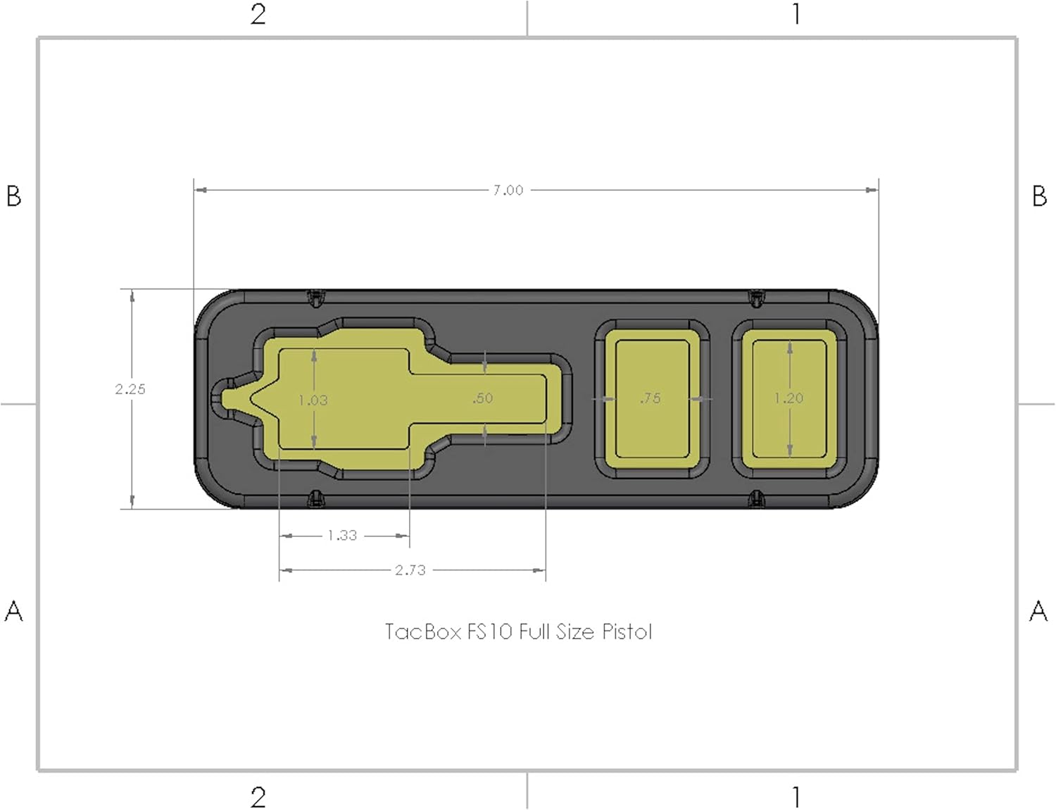 TacBox FS (Black, FS10: Over 1" Wide Handguns) (Large) - Full Size to SubCompact Handgun and Semi-Auto Pistols Mountable Fast Access Holster Box - Size: 7.0 Long x 2.25 Wide x 5.25 Tall (Inches)
