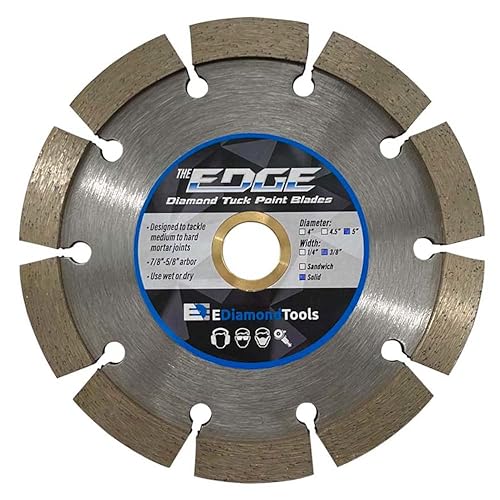 Miniatura 10 de Hoja de punta de diamante de 4 pulgadas para extracción de juntas de mortero, hoja única, ancho de segmento de 14 pulgadas, eje de 78 a 58 pulgadas