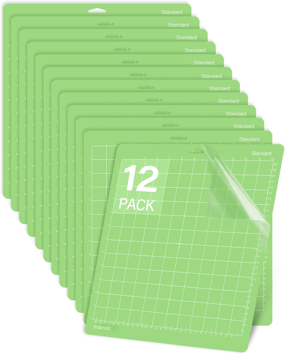 Gwybkq 12-Pack 12x12 Green Standard Grip Cutting Mats for Cricut Maker 3/Explore 3/Air 2 - Durable Reusable Replacement Mats